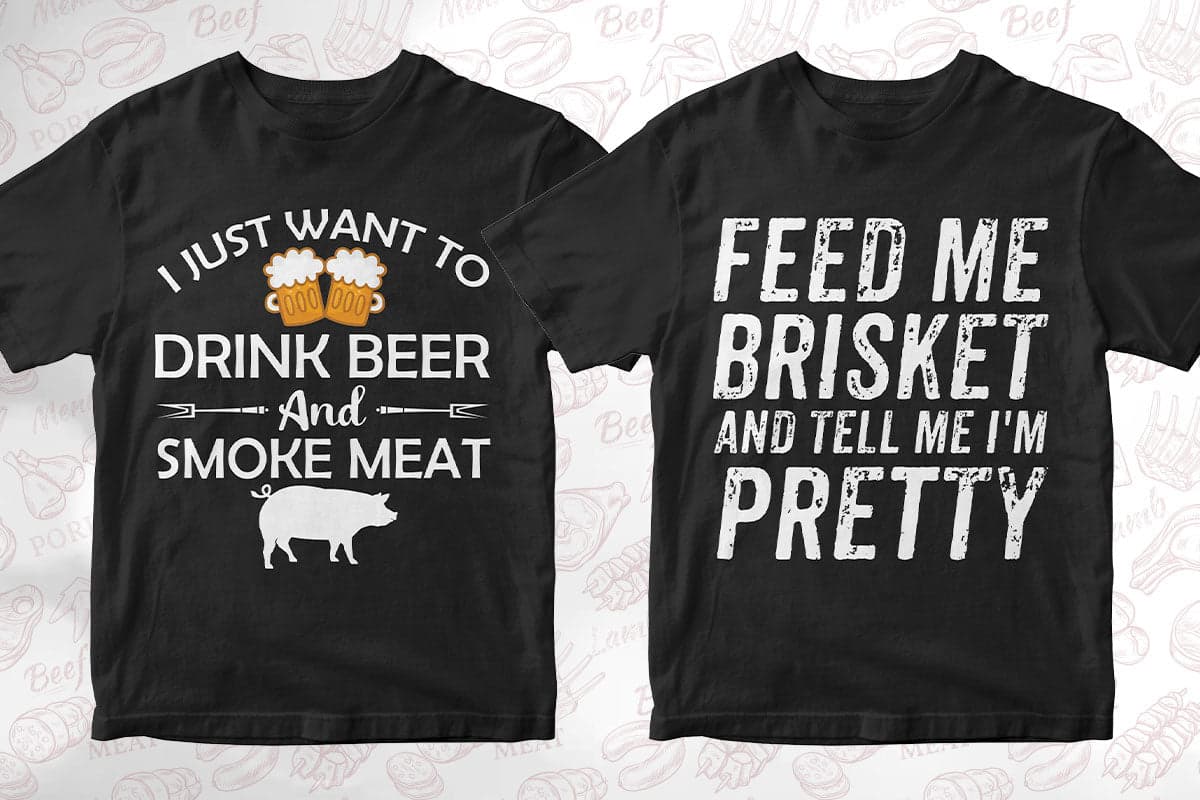 BBQ Grill 50 Editable T-shirt Designs Bundle Part 1