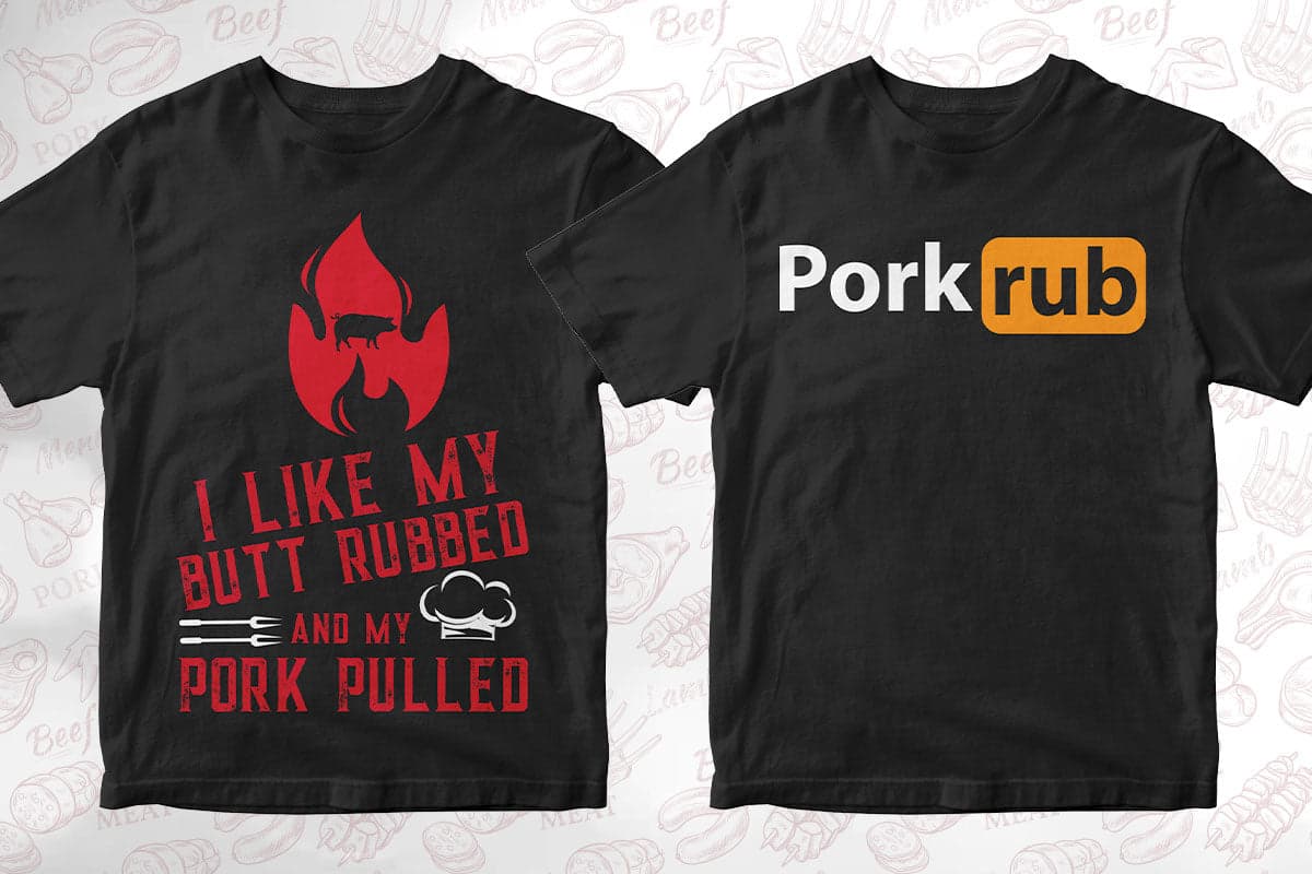 BBQ Grill 50 Editable T-shirt Designs Bundle Part 1
