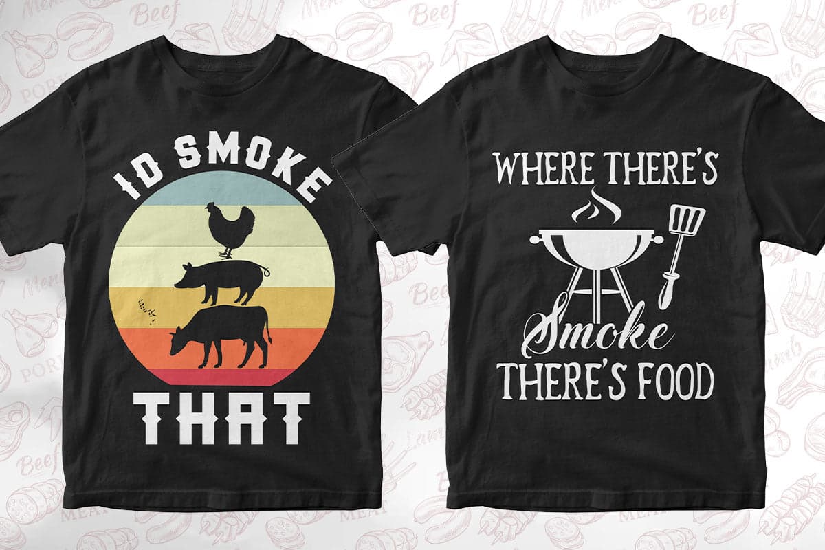 BBQ Grill 50 Editable T-shirt Designs Bundle Part 1