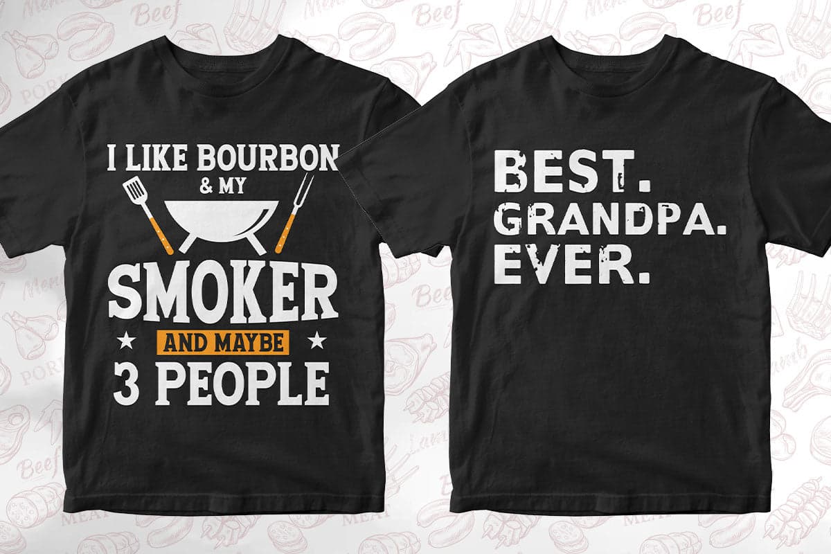 BBQ Grill 50 Editable T-shirt Designs Bundle Part 1