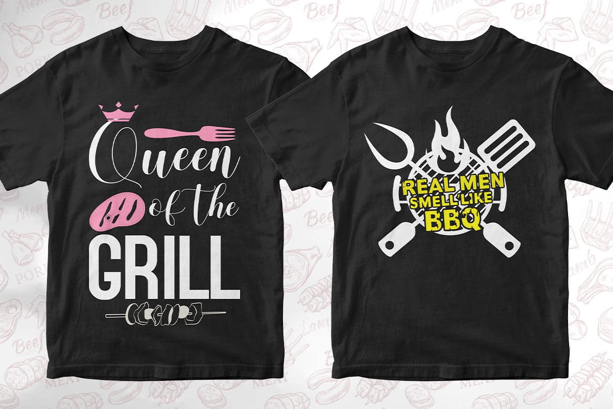 BBQ Grill 50 Editable T-shirt Designs Bundle Part 1