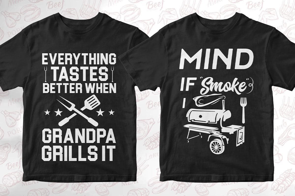 BBQ Grill 50 Editable T-shirt Designs Bundle Part 1