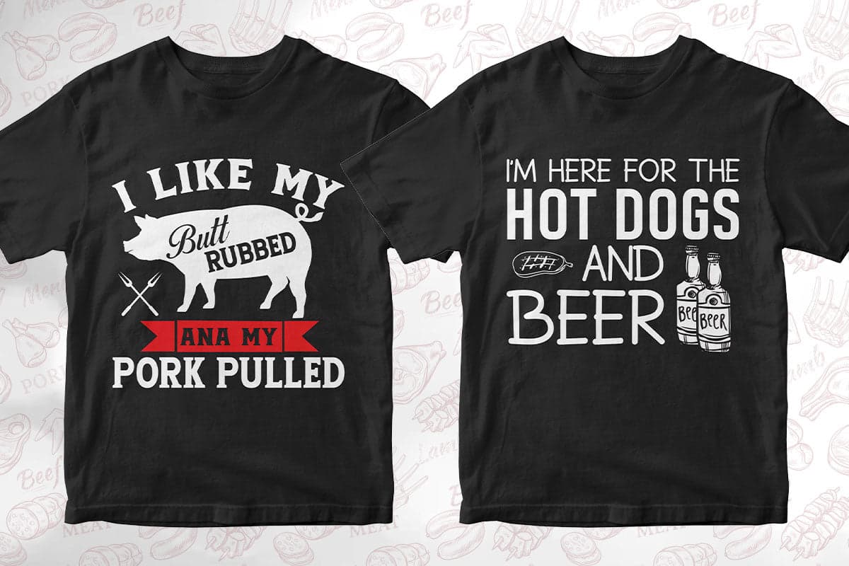 BBQ Grill 50 Editable T-shirt Designs Bundle Part 1