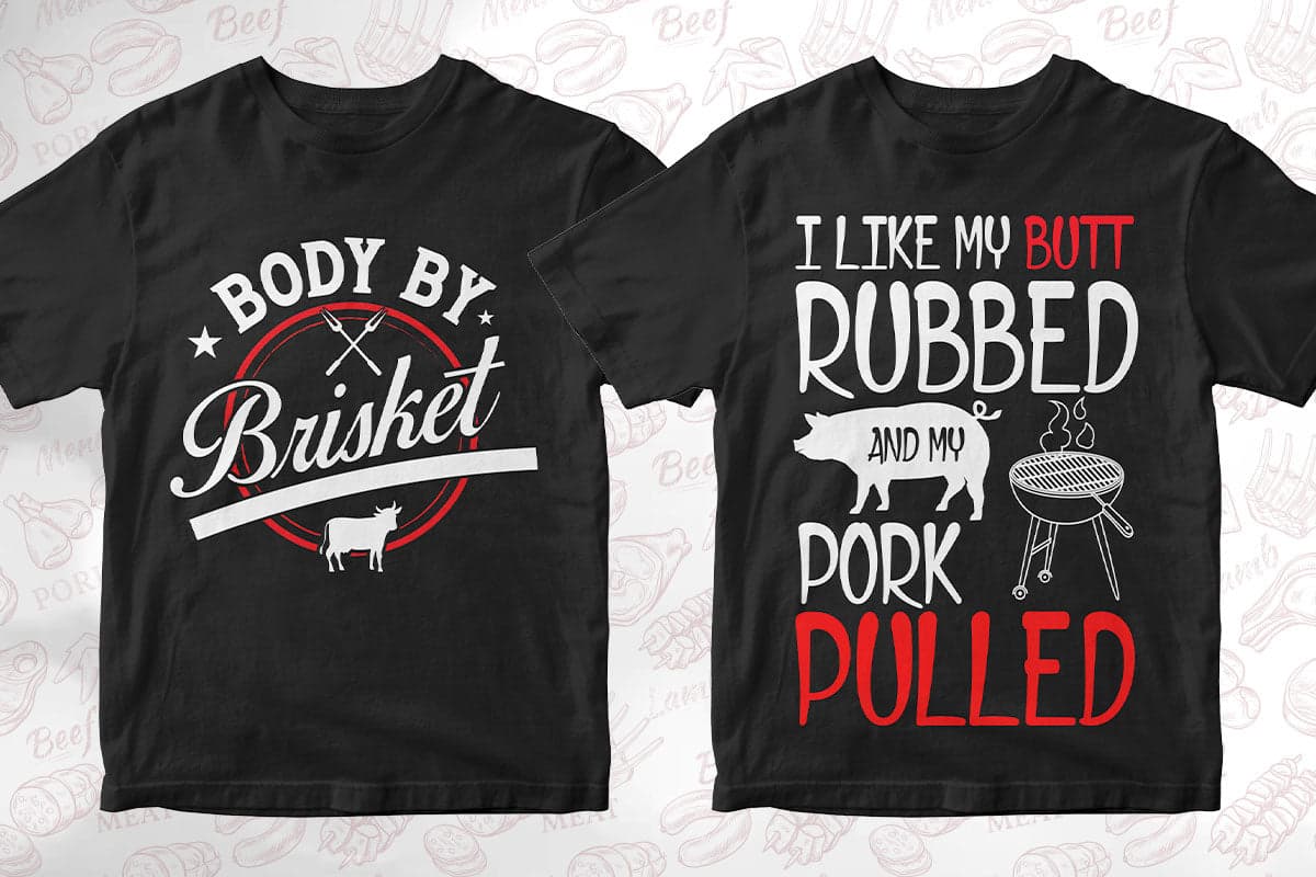 BBQ Grill 50 Editable T-shirt Designs Bundle Part 1