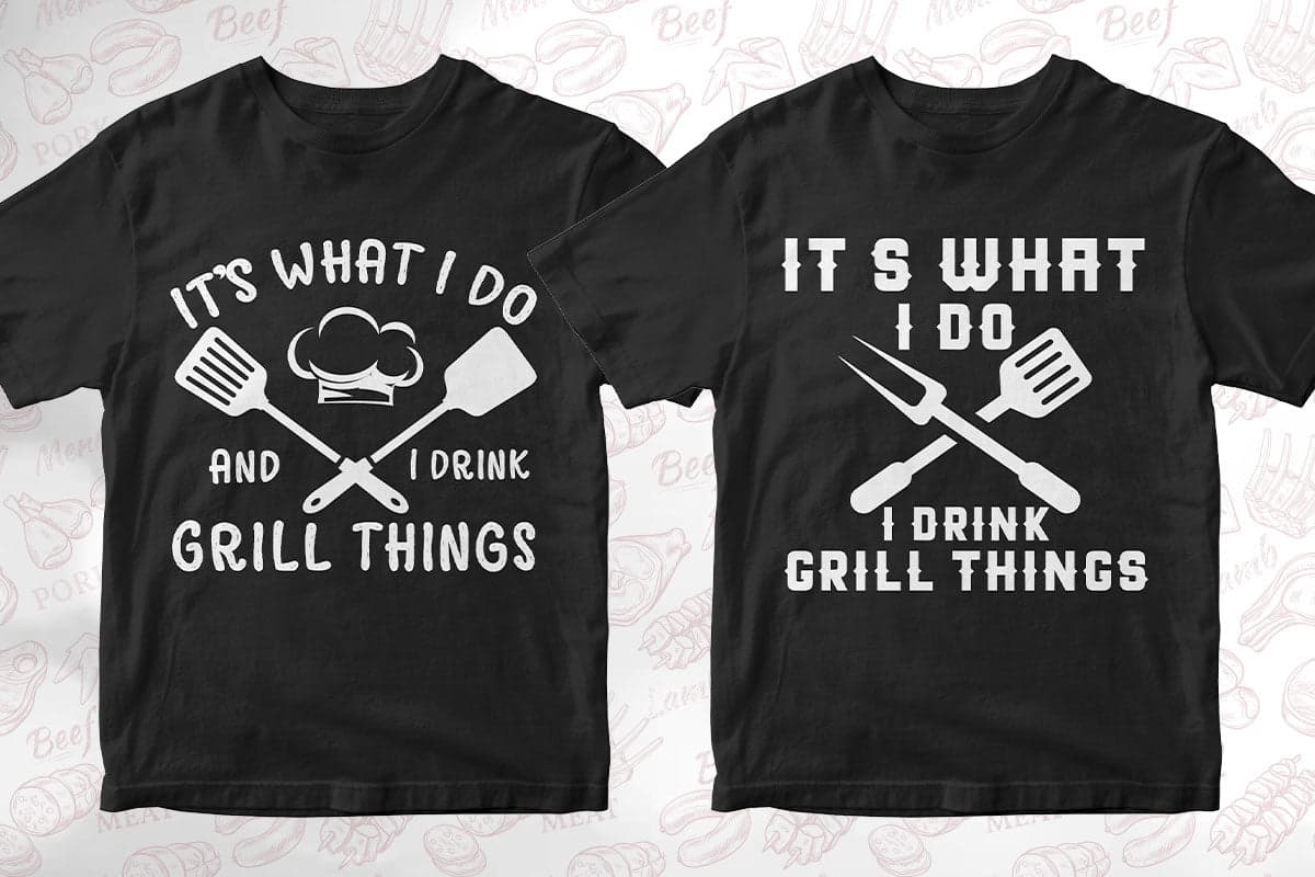 BBQ Grill 50 Editable T-shirt Designs Bundle Part 1