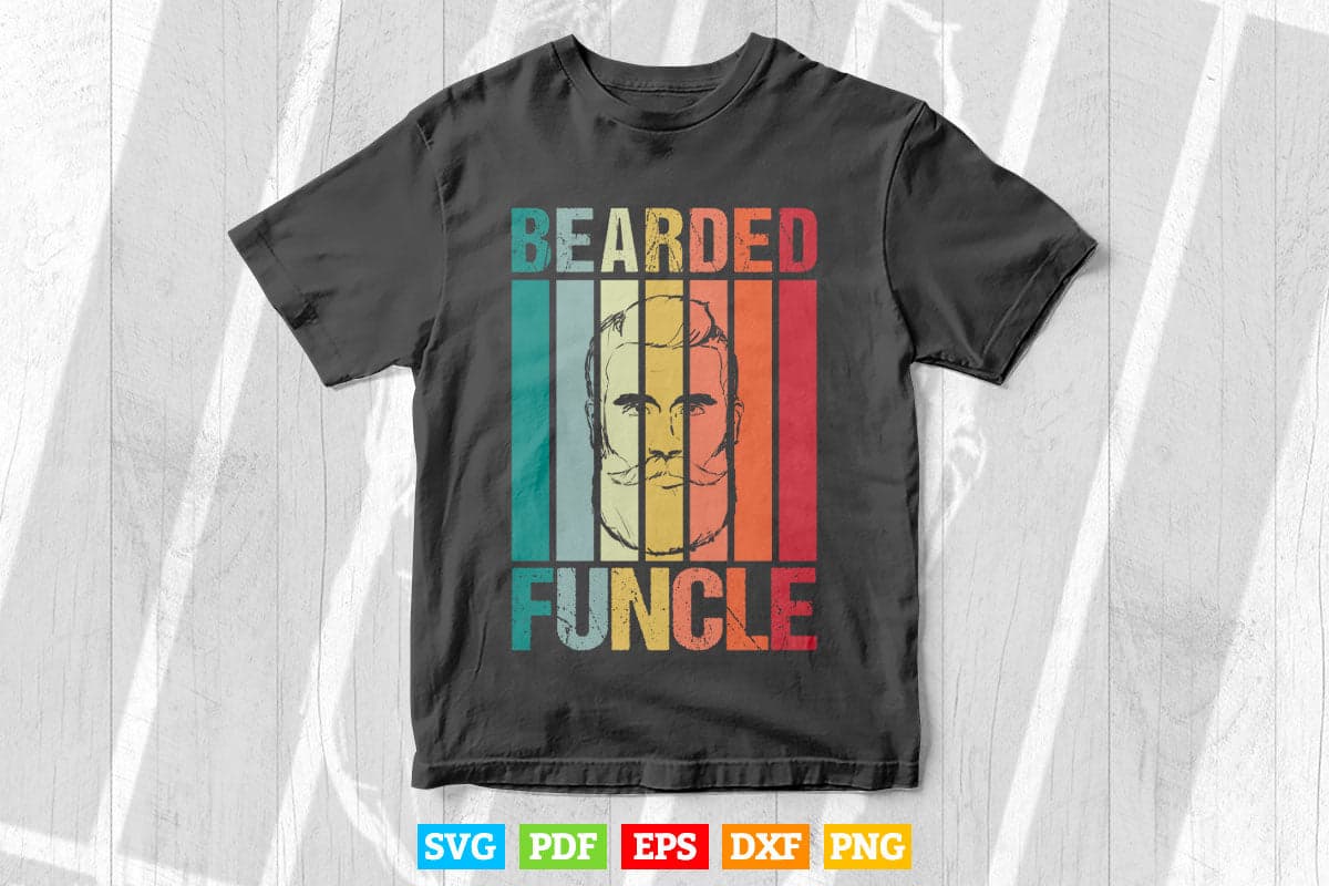 Bearded Funcle Vintage Birthday My Fun Uncle Svg Png Cut Files.