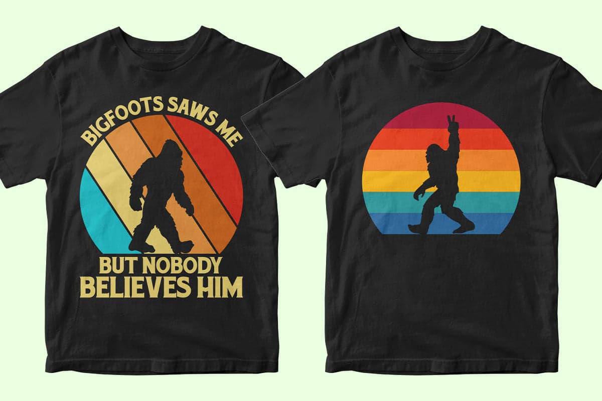 Bigfoot 50 Editable T-shirt Designs Bundle Part 1