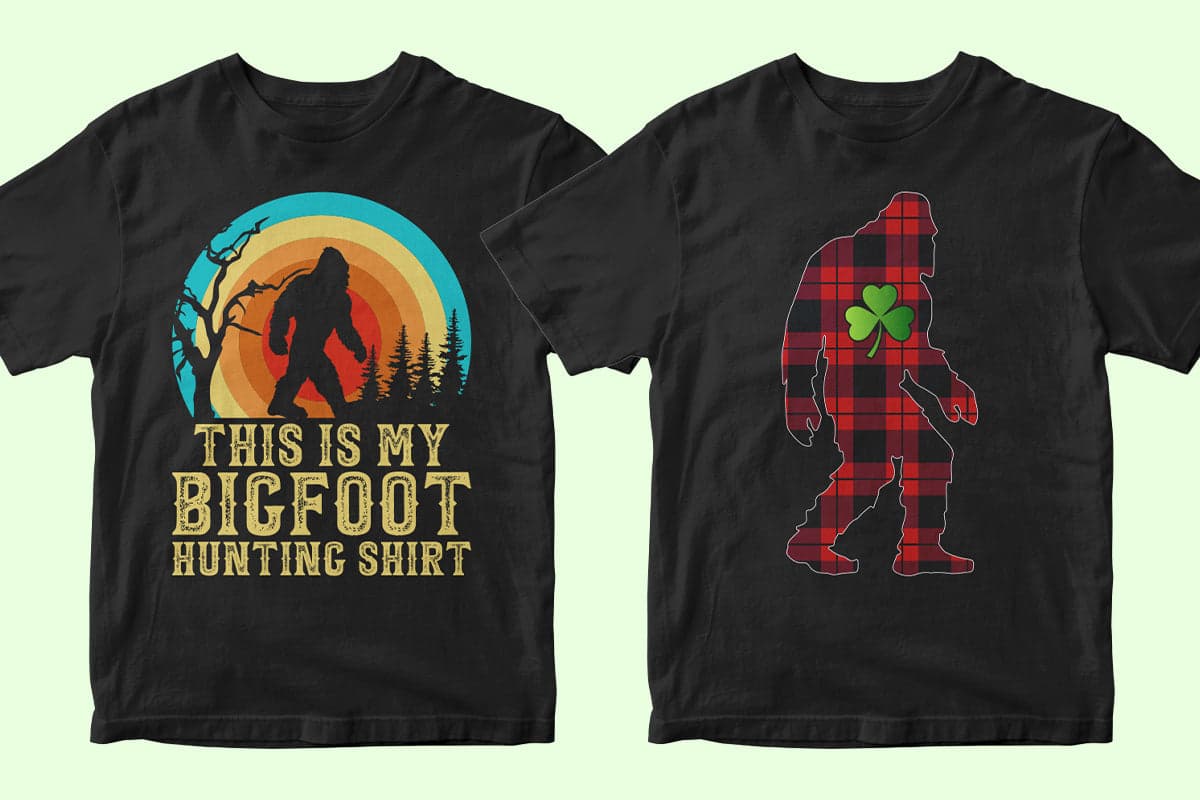 Bigfoot 50 Editable T-shirt Designs Bundle Part 1