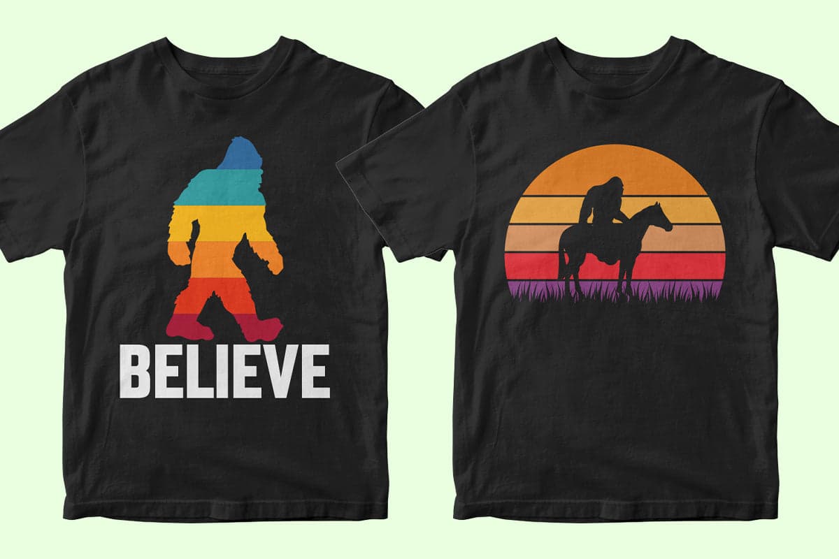 Bigfoot 50 Editable T-shirt Designs Bundle Part 1