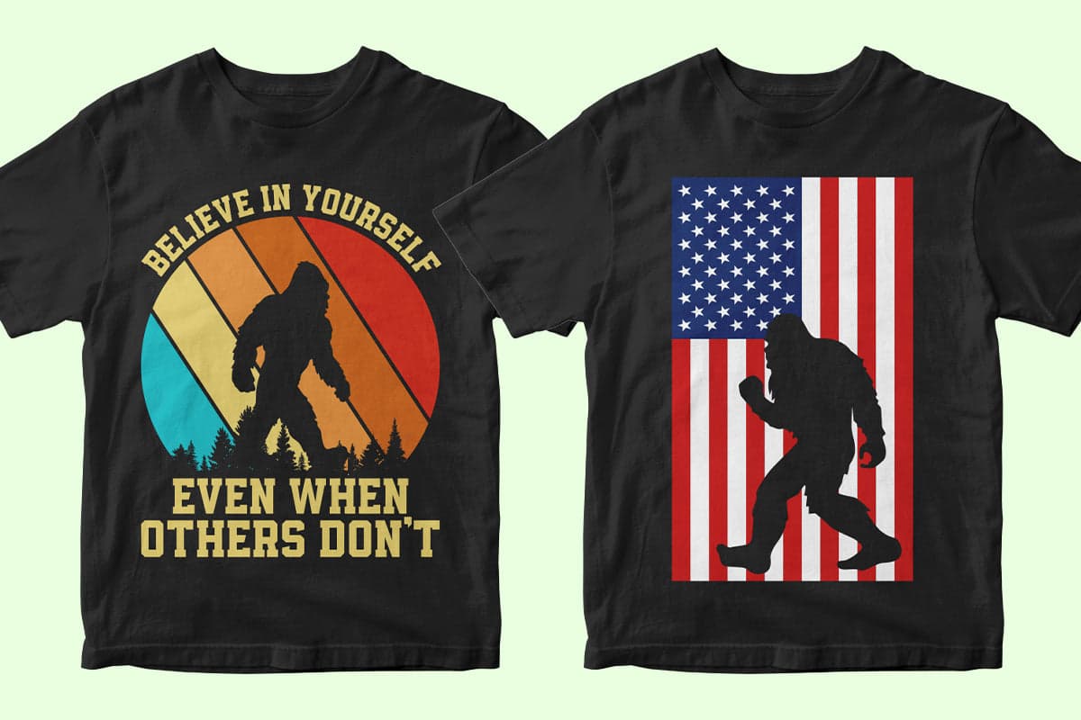 Bigfoot 50 Editable T-shirt Designs Bundle Part 1
