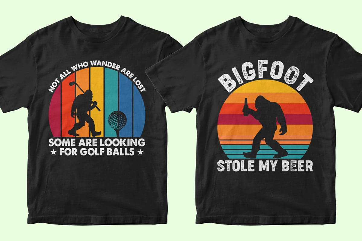 Bigfoot 50 Editable T-shirt Designs Bundle Part 1
