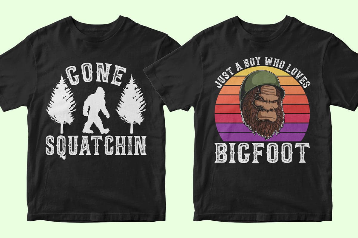 Bigfoot 50 Editable T-shirt Designs Bundle Part 1