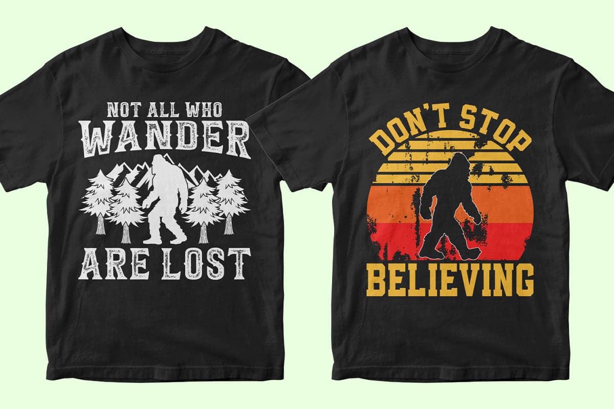 Bigfoot 50 Editable T-shirt Designs Bundle Part 1