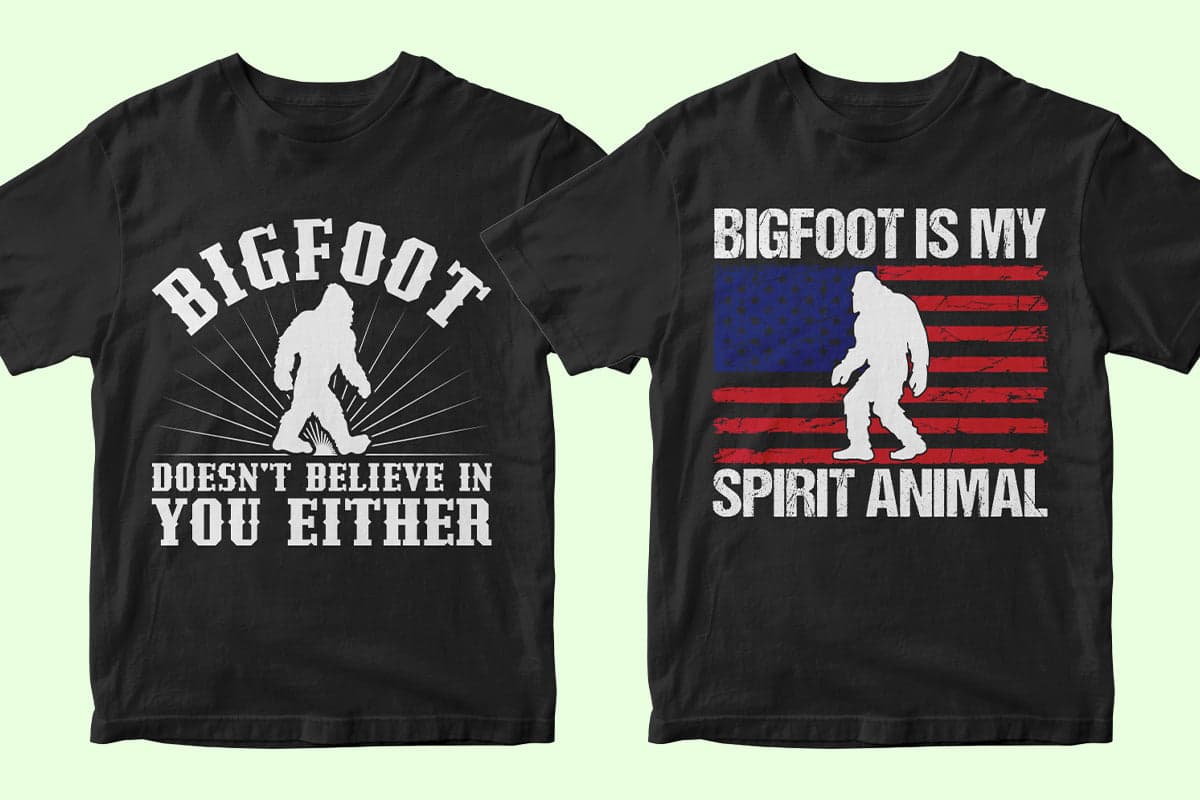 Bigfoot 50 Editable T-shirt Designs Bundle Part 1