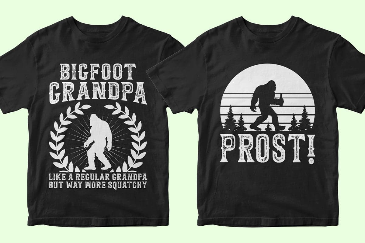 Bigfoot 50 Editable T-shirt Designs Bundle Part 1