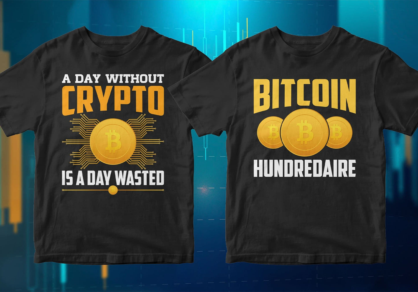 Bitcoin Cryptocurrency Btc 100 Editable Vector T-shirt Designs Bundle Part 1