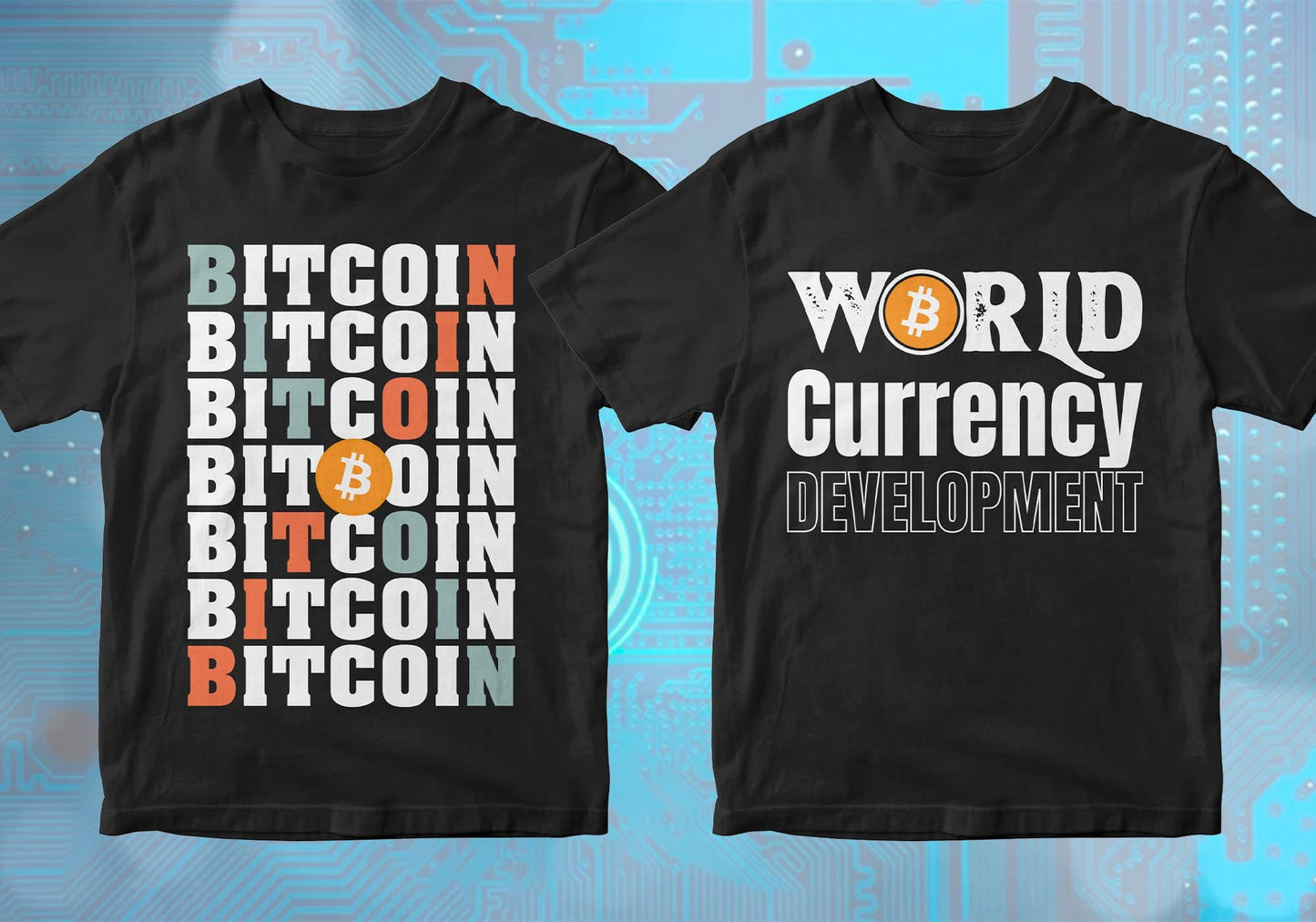Bitcoin Cryptocurrency Btc 100 Editable Vector T-shirt Designs Bundle Part 1