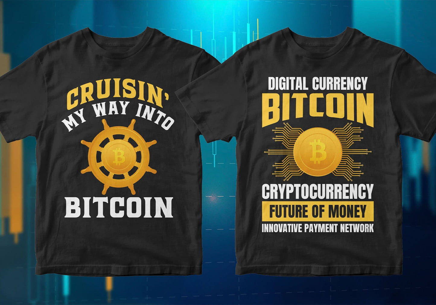 Bitcoin Cryptocurrency Btc 100 Editable Vector T-shirt Designs Bundle Part 1