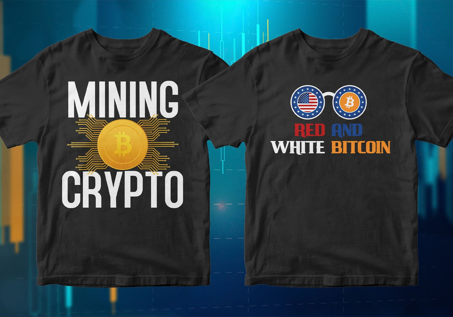 Bitcoin Cryptocurrency Btc 100 Editable Vector T-shirt Designs Bundle Part 1