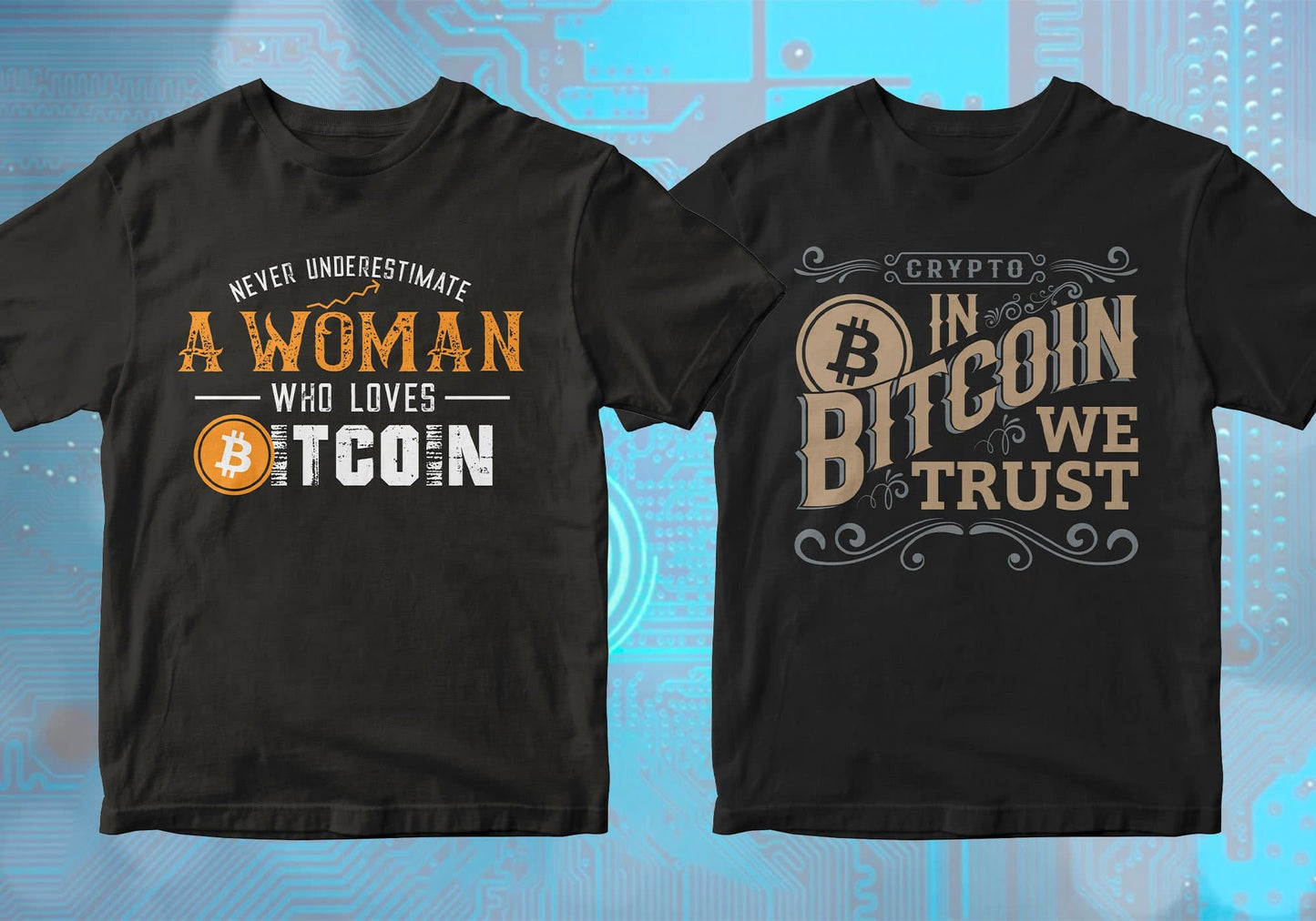 Bitcoin Cryptocurrency Btc 100 Editable Vector T-shirt Designs Bundle Part 1