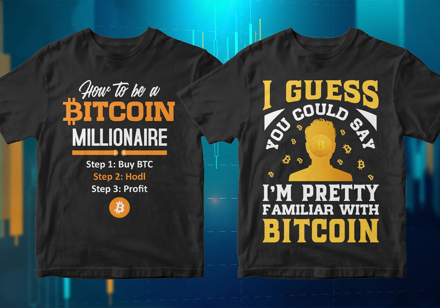 Bitcoin Cryptocurrency Btc 100 Editable Vector T-shirt Designs Bundle Part 1
