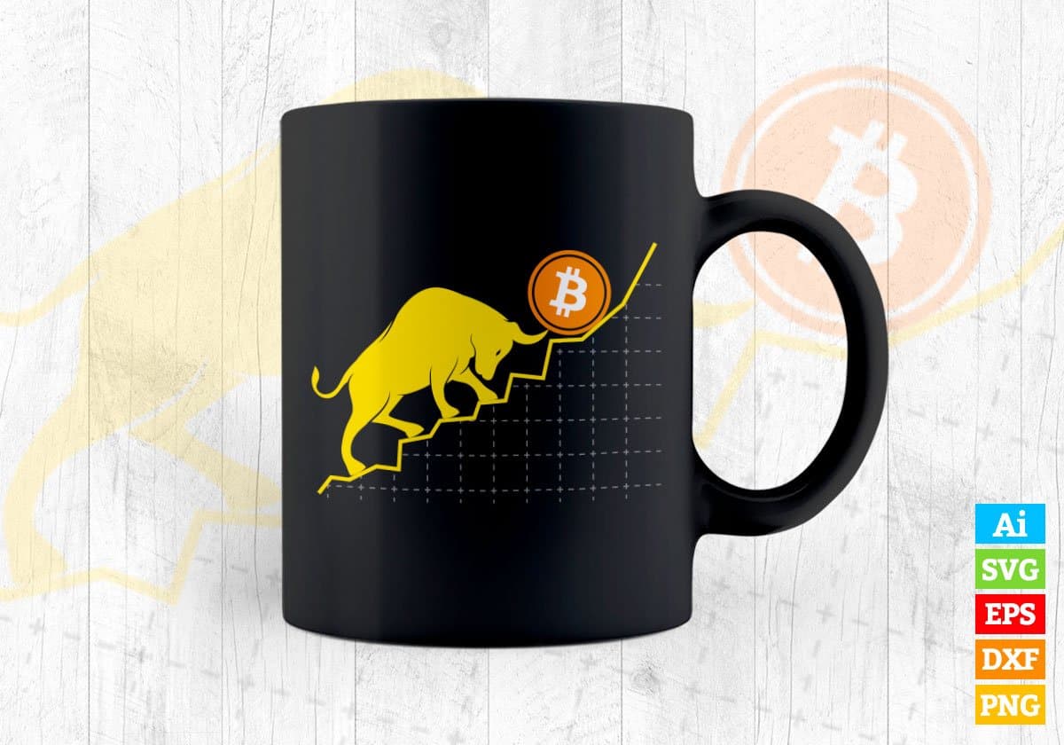 Bitcoin Trader Crypto Asset Trader Bull Trend Art Editable Vector T-shirt Design in Ai Svg Files