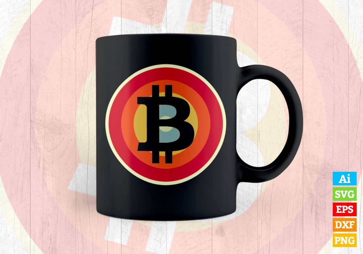 Bitcoin Vintage Crypto BTC Logo Vector T-shirt Design in Ai Svg Files
