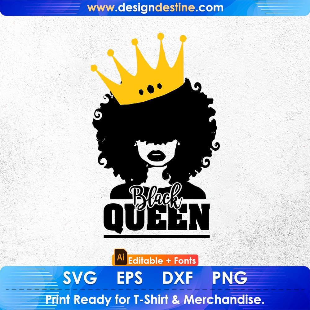 Black Queen Afro Editable T shirt Design Svg Cutting Printable Files