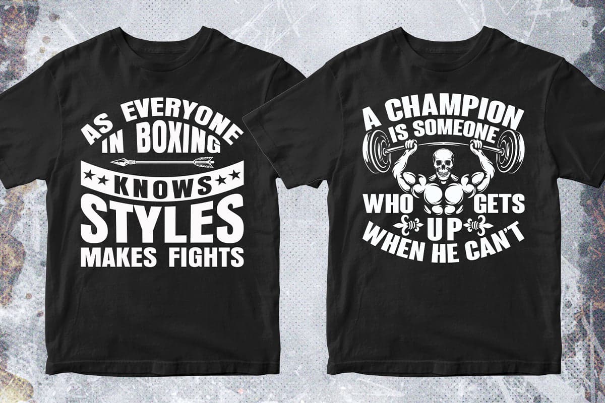 Boxing 50 Editable T-shirt Designs Bundle Part 1