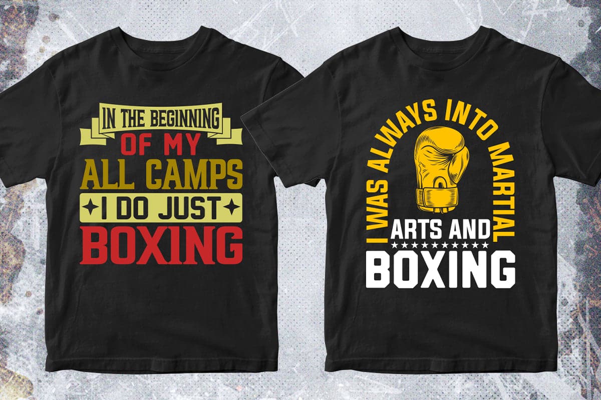 Boxing 50 Editable T-shirt Designs Bundle Part 1