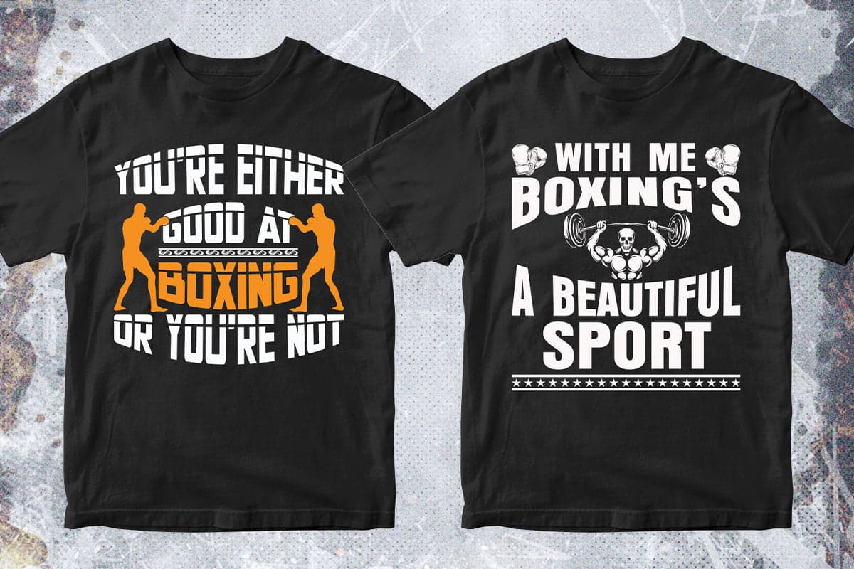 Boxing 50 Editable T-shirt Designs Bundle Part 1