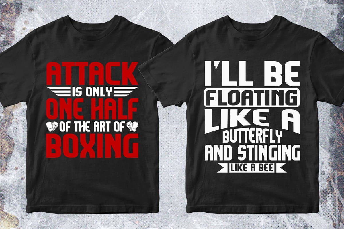 Boxing 50 Editable T-shirt Designs Bundle Part 1