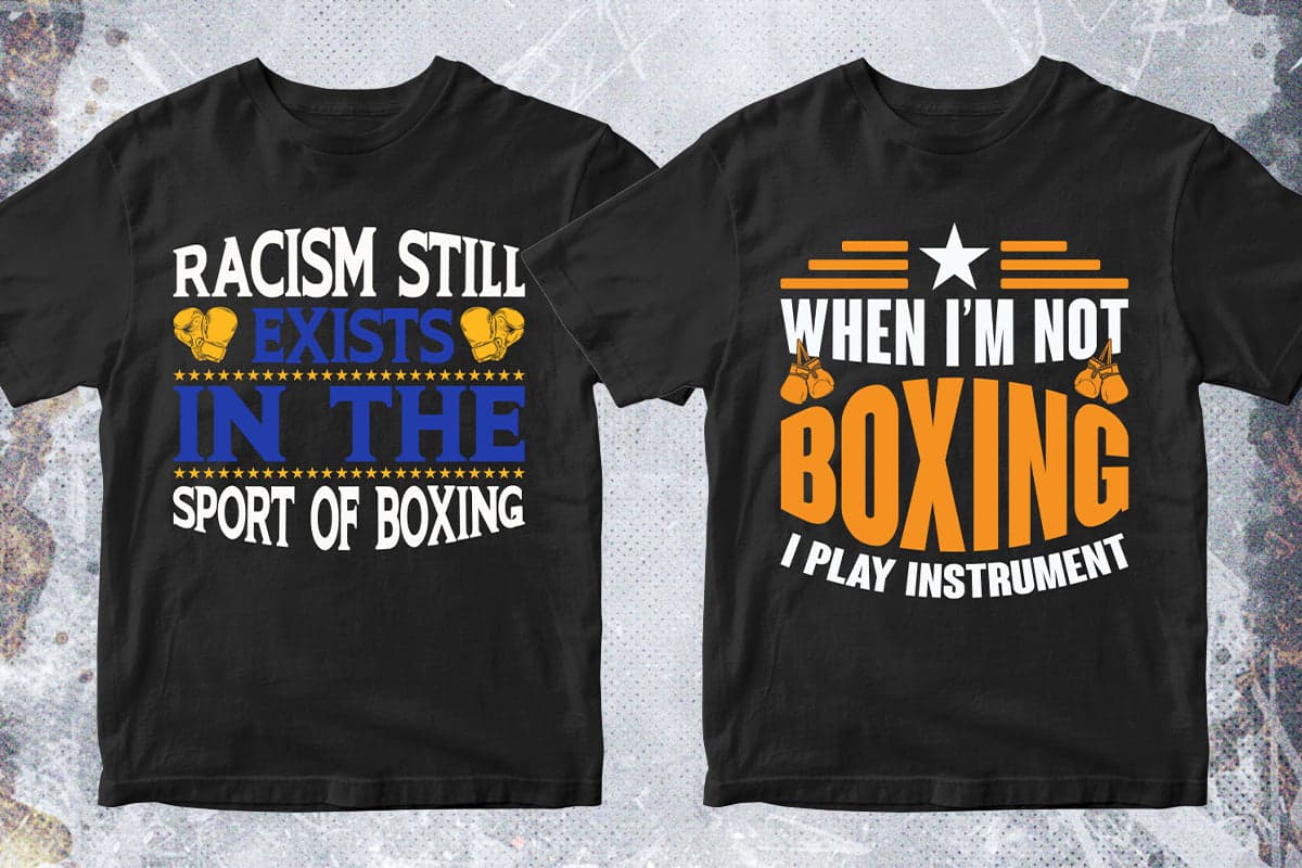 Boxing 50 Editable T-shirt Designs Bundle Part 1