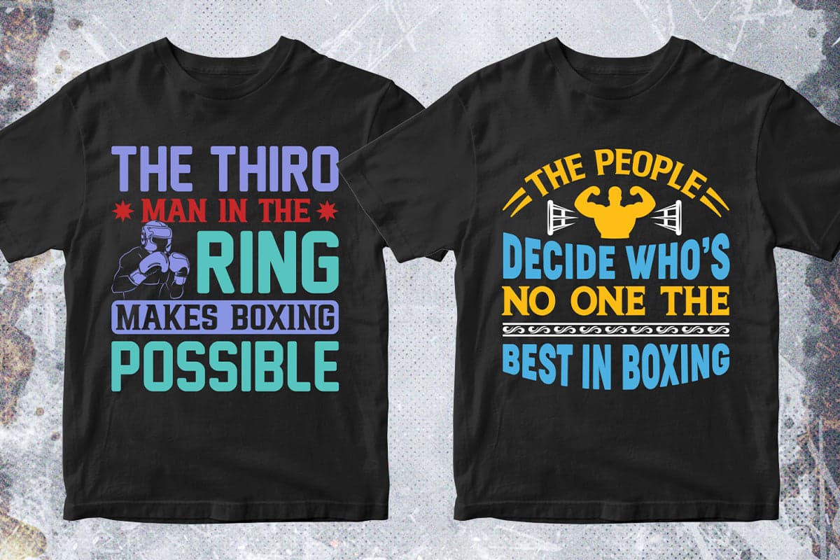 Boxing 50 Editable T-shirt Designs Bundle Part 1