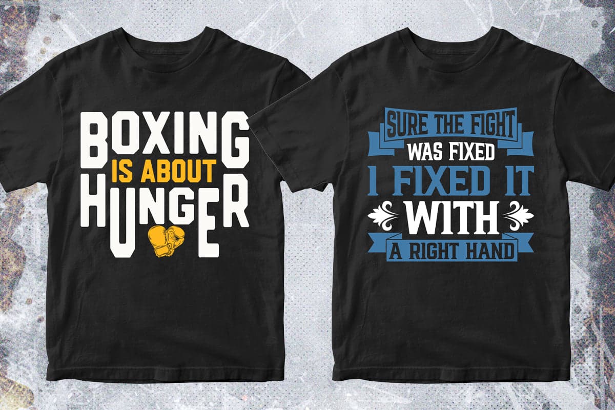 Boxing 50 Editable T-shirt Designs Bundle Part 1