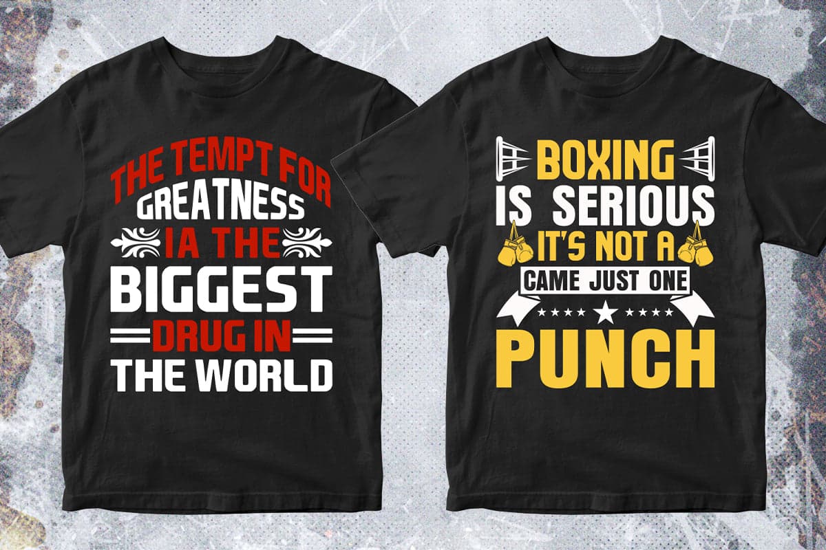 Boxing 50 Editable T-shirt Designs Bundle Part 1