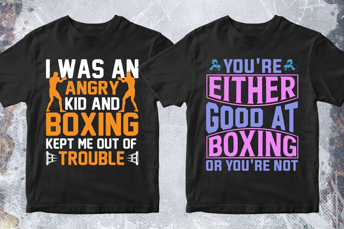Boxing 50 Editable T-shirt Designs Bundle Part 1