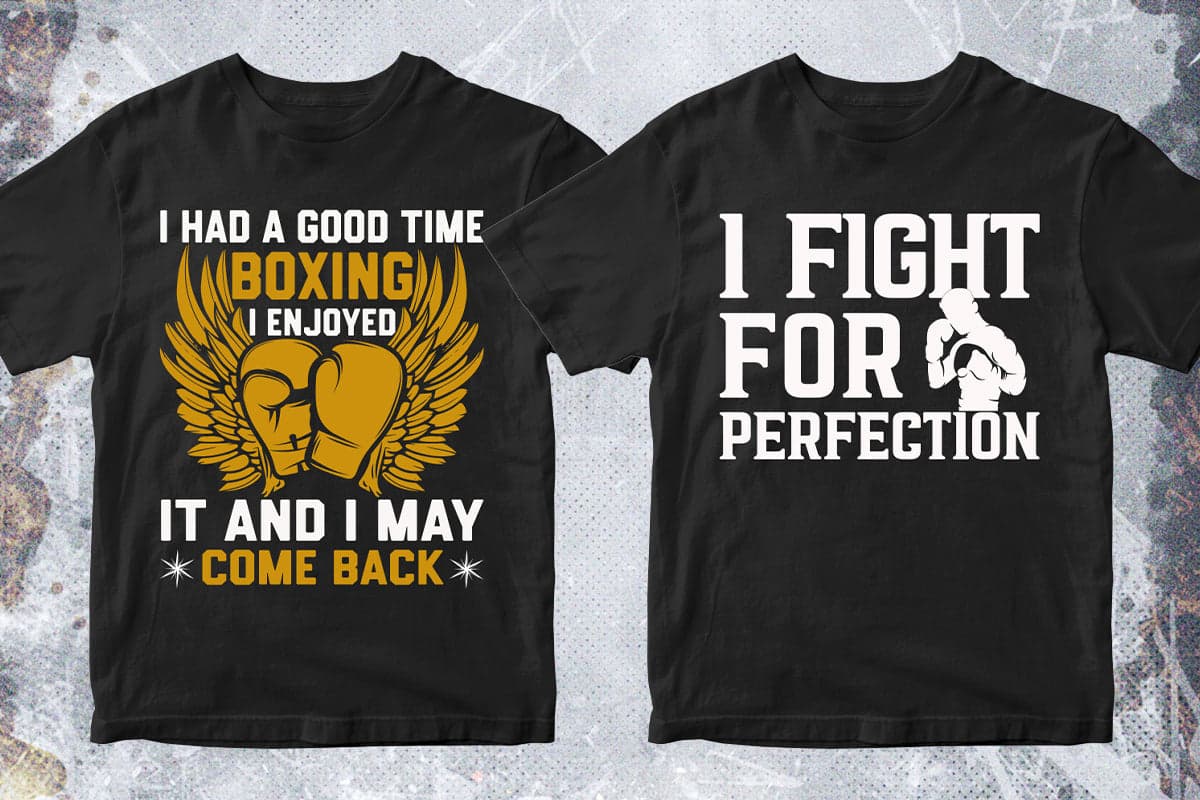 Boxing 50 Editable T-shirt Designs Bundle Part 1