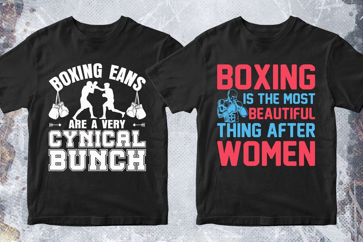 Boxing 50 Editable T-shirt Designs Bundle Part 1