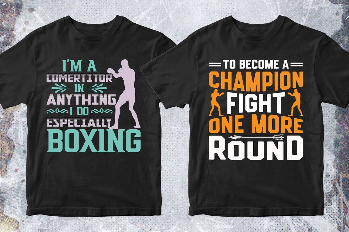 Boxing 50 Editable T-shirt Designs Bundle Part 1