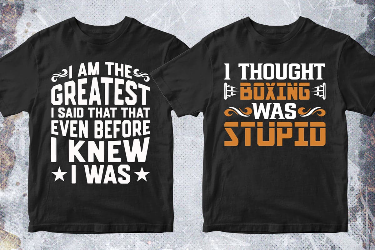 Boxing 50 Editable T-shirt Designs Bundle Part 1