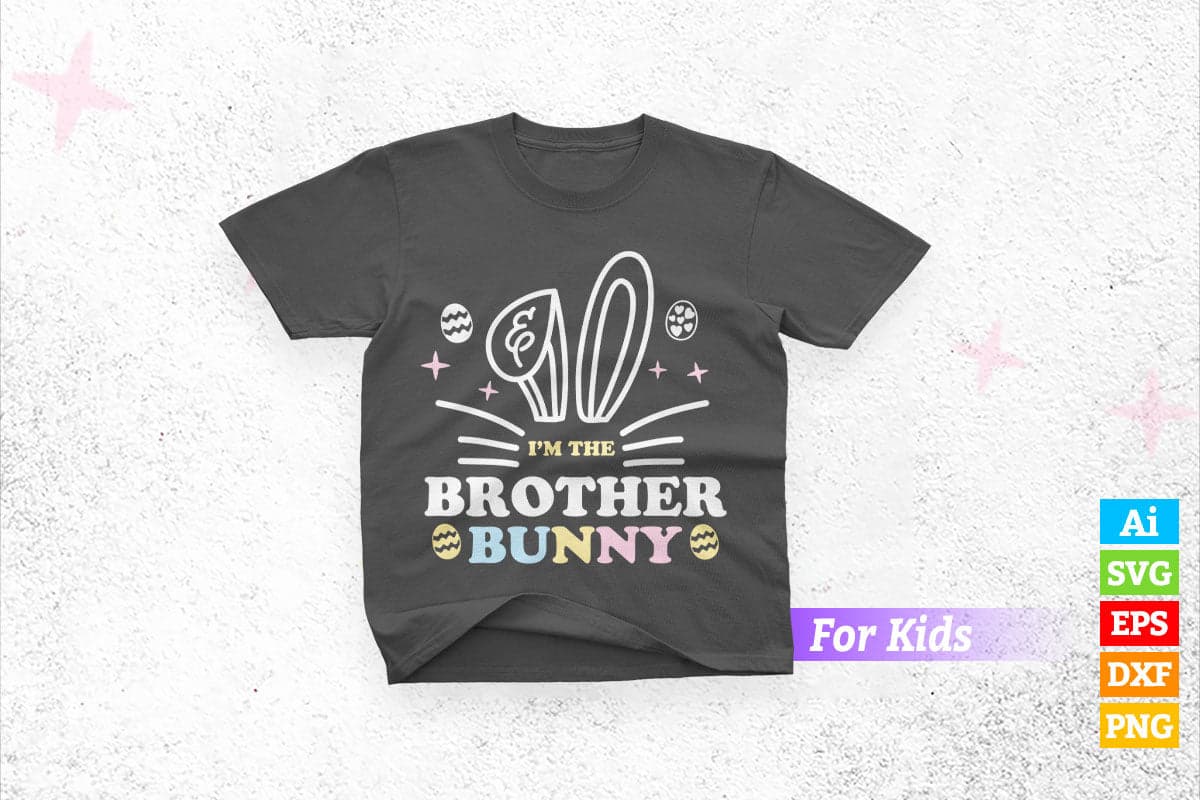 Brother Bunny Rabbit Easter Family Match Boys Kids Vector T shirt Design in Ai Png Svg Files.