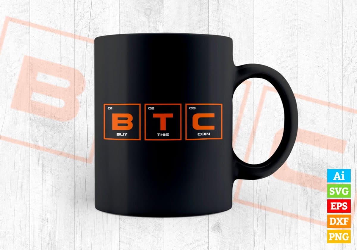 BTC periodic system Funny Table Crypto Bitcoin Editable Vector T-shirt Design in Ai Svg Files