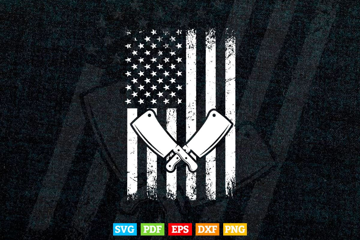 Butcher American Flag Funny Cooking Svg Dxf Png Digital Files.