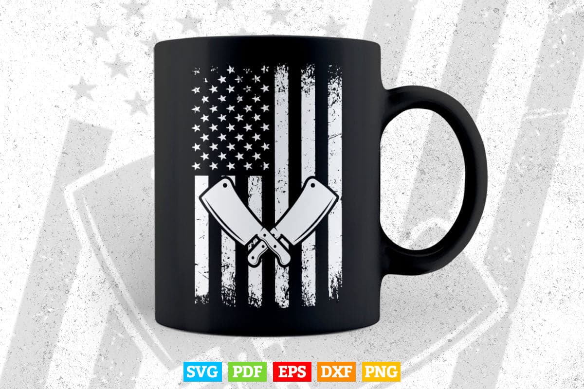 Butcher American Flag Funny Cooking Svg Dxf Png Digital Files.