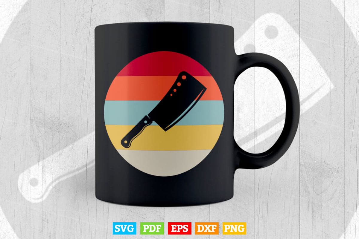 Butcher Vintage Retro Meat Cleaver Svg Png Files.