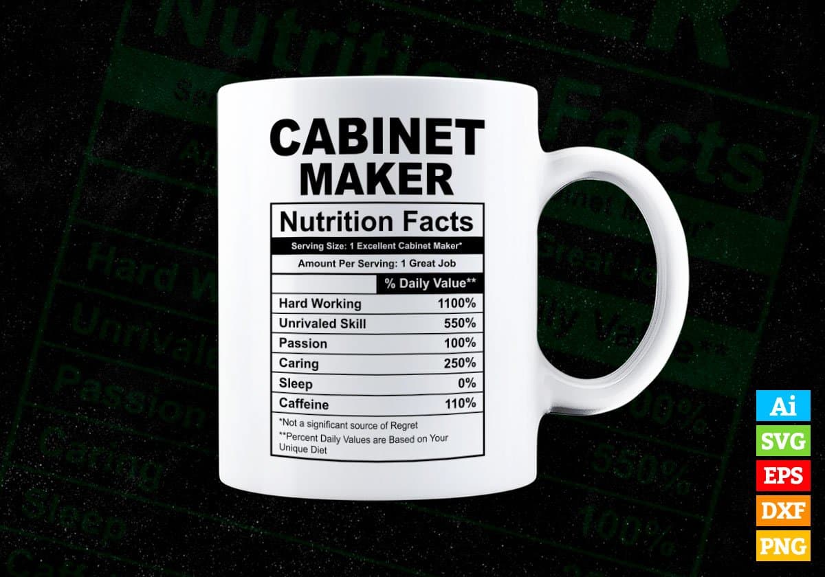Cabinet Maker Nutrition Facts Editable Vector T-shirt Design in Ai Svg Files
