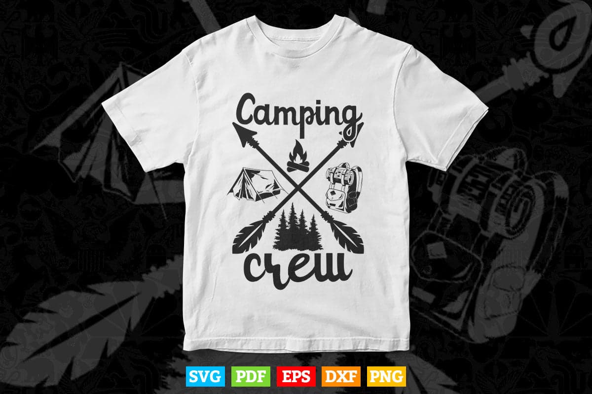 Camping Crew Matching Family Happy Camper Svg T shirt Design.