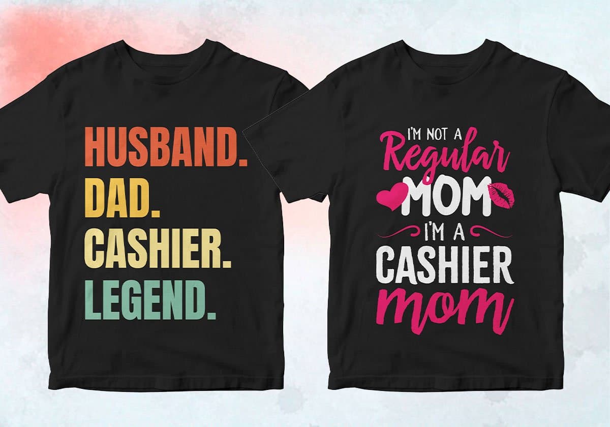 Cashier 25 Editable T-shirt Designs Bundle