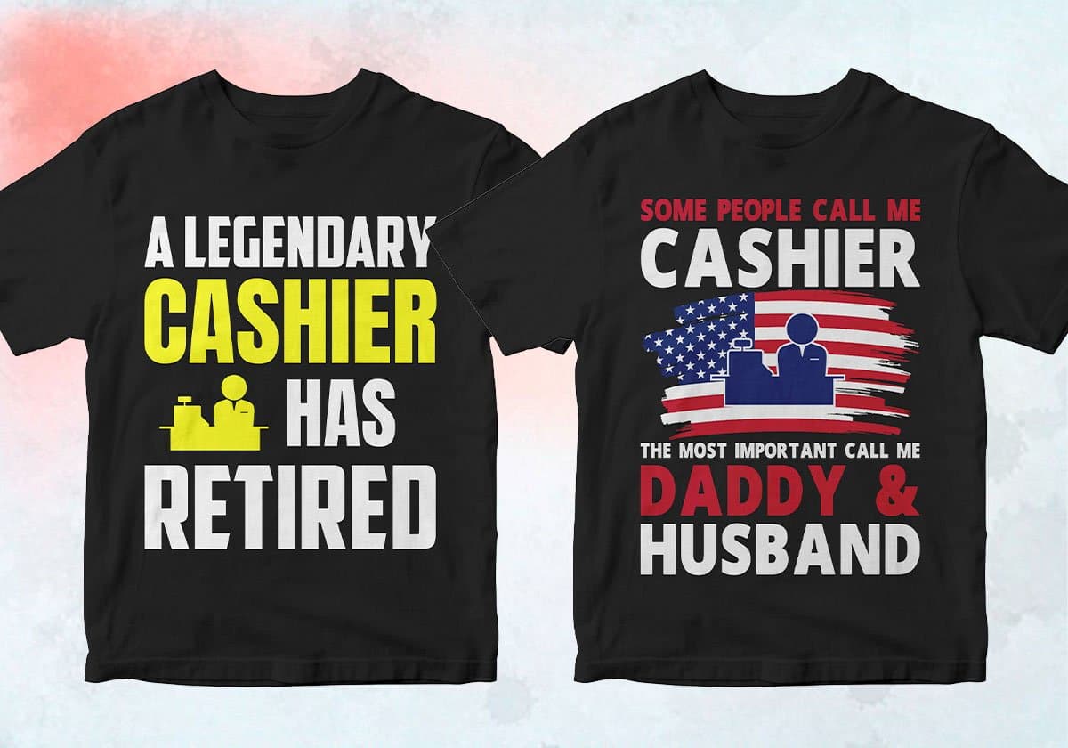 Cashier 25 Editable T-shirt Designs Bundle